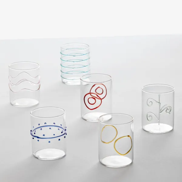 Decò Arlecchino set 6 Bicchieri Tumbler in vetro con Decori Assortiti di Ichendorf