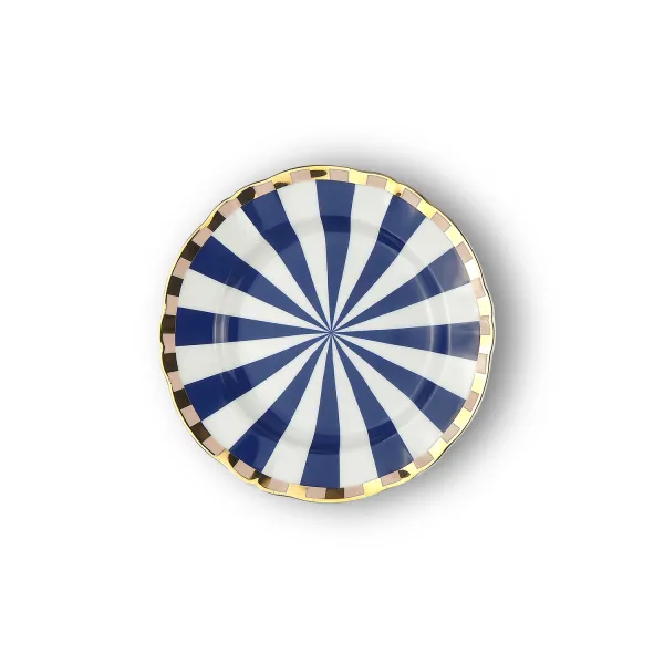 Fortuna Set of 2 Multicolored Decal Dessert Plates with Gold Details by Bitossi Home