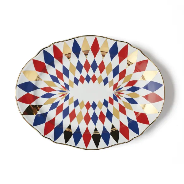 Quadri Multicolored Decal Tray with Gold Details by Bitossi Home