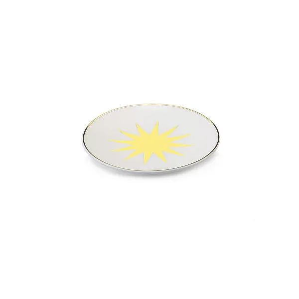 Saetta Set of 2 Multicolored Dessert Plates with Gold Accents by Bitossi Home