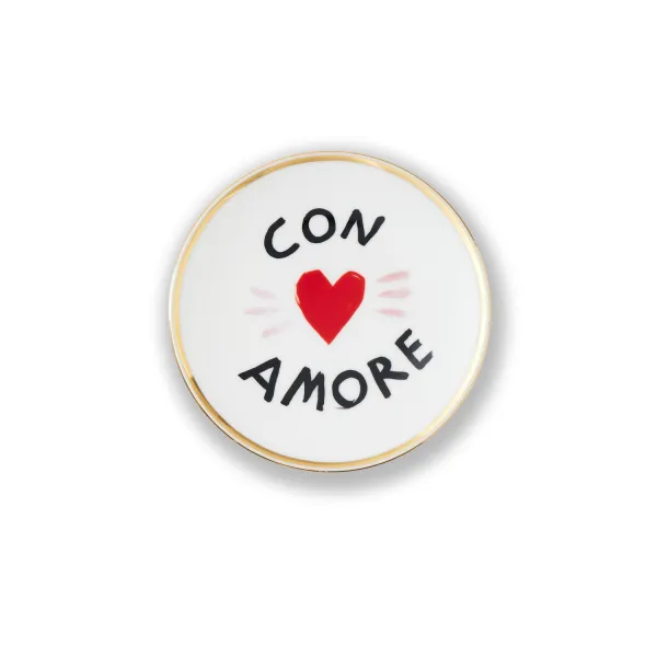 Con Amore Set 2 Piatti Dessert Con Scritta e profilo in oro by Bitossi Home