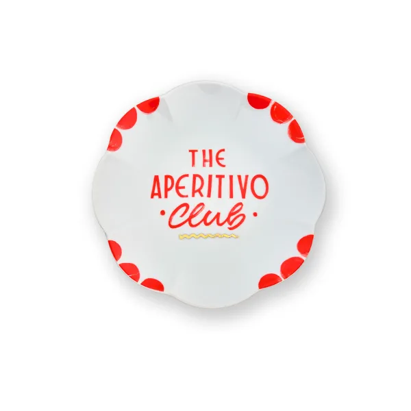 The Aperitivo Club Set 2 Piattini Con Scritta e Dettagli Oro 22cm Bitossi Home