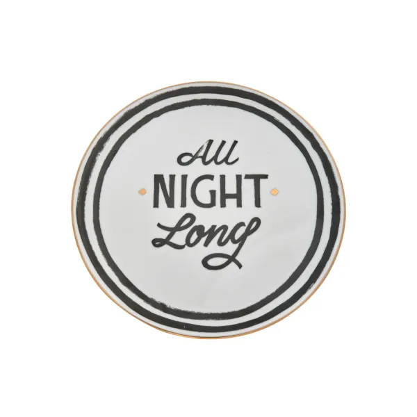All Night Long Set da 2 Piatti Pizza  Con Scritta e Dettagli Oro 32cm Bitossi Home
