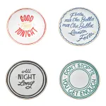 Set of 4 The Club Pizza Plates with Gold Lettering and Details, 32 cm, Bitossi Home