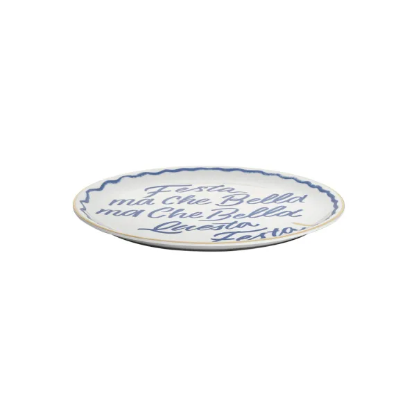 Set of 4 The Club Pizza Plates with Gold Lettering and Details, 32 cm, Bitossi Home