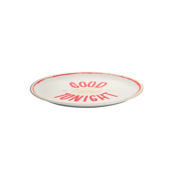 Set of 4 The Club Pizza Plates with Gold Lettering and Details, 32 cm, Bitossi Home