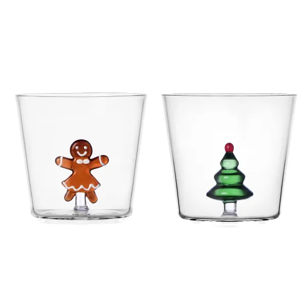 Tumbler Mrs. Pan di Zenzero e Albero Verde Set 2 Bicchieri Ichendorf