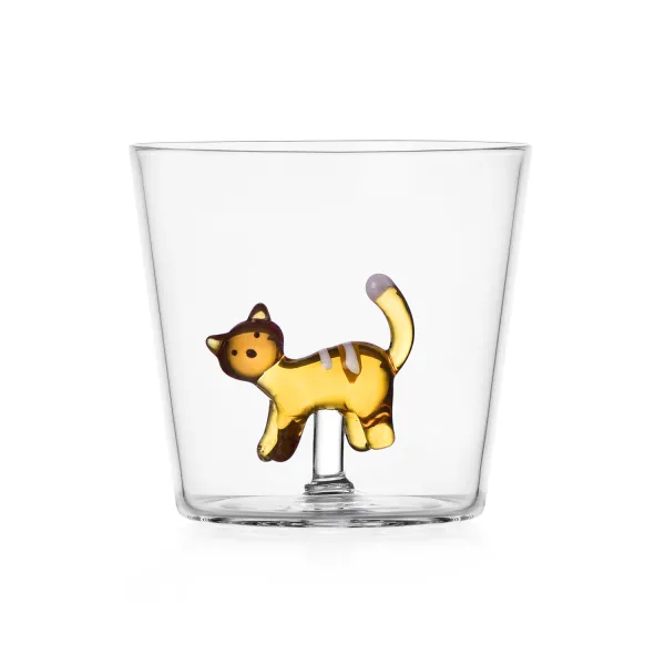 Gatto Ambra con Strisce Bianche Tabby Cat Bicchiere Tumbler by Ichendorf