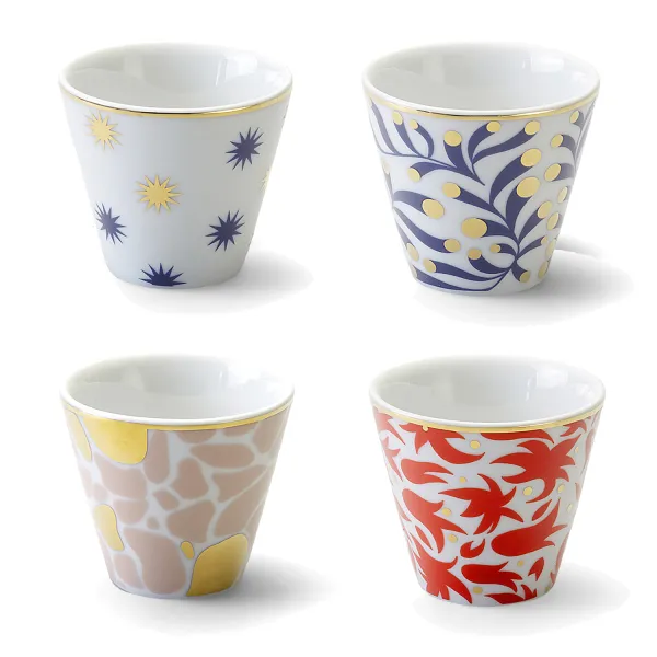 Set 4 Bicchierini Abracadabra Porcellana con dettagli Oro di Bitossi Home