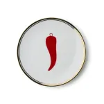 Peperoncino Dessert Plate with Gold Trim by Bitossi Home