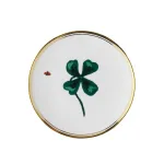 Quadrifoglio Dessert Plate in fine porcelain with gold trim by Bitossi Home