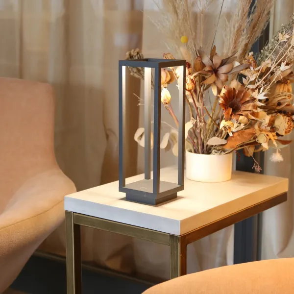 Zafferano Home – Lampada da Tavolo Ricaricabile Grigio Scuro