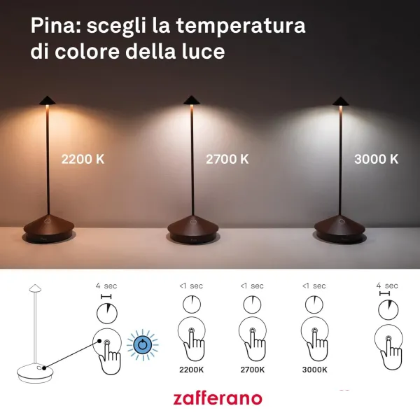 Zafferano Pina – Lampada da Tavolo Ricaricabile Lampes-à-porter Foglia color Argento