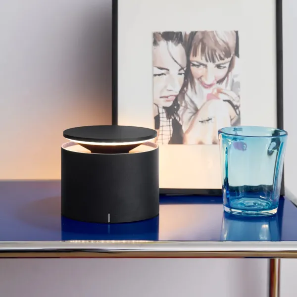 Zafferano Push-Up Lampes à Porter da Tavolo Portatile e Ricaricabile Grigio Scuro