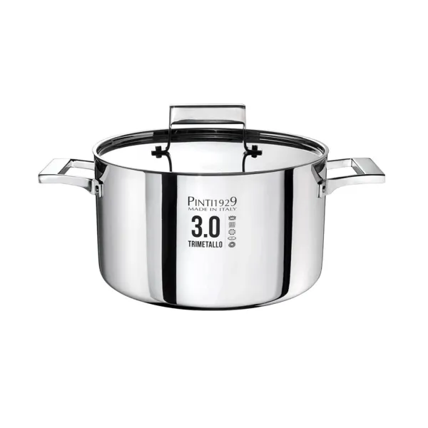 Pinti1929 3.0 Trimetallo Deep Saucepan with Stainless Steel Lid, 20cm
