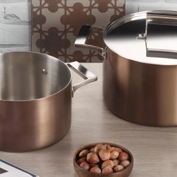 Pinti 1929 Century | 20cm Tri-Metal Semi-Deep Saucepan with Lid | Made in Italy