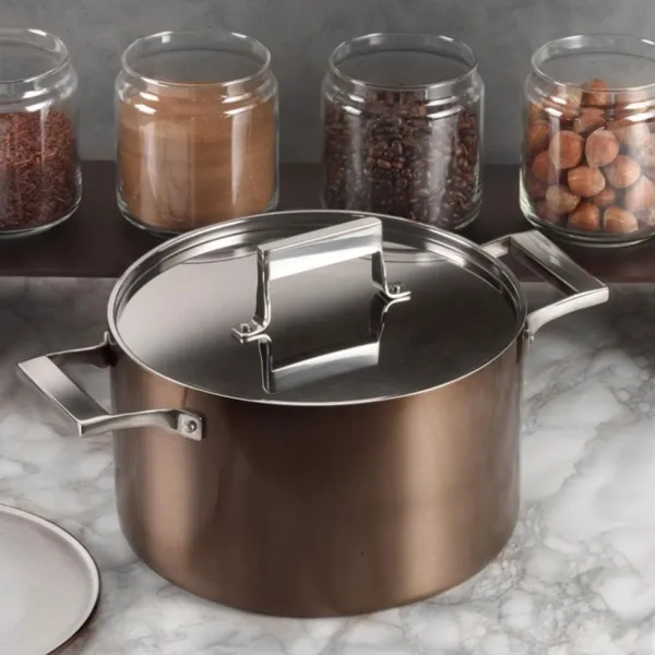 Pinti Century Deep Trimetal Saucepan with Lid, 20cm in diameter, Made in Italy