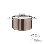 Pinti Century Deep Trimetal Saucepan with Lid, 24cm, Made in Italy