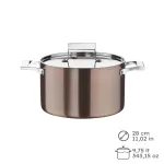 Pinti Century Deep Trimetal Saucepan with Lid, 28cm, Made in Italy