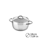 Mepra 1950 Deep Casserole with 2 Handles, 18cm, 2.2 litres, Stainless Steel with Lid
