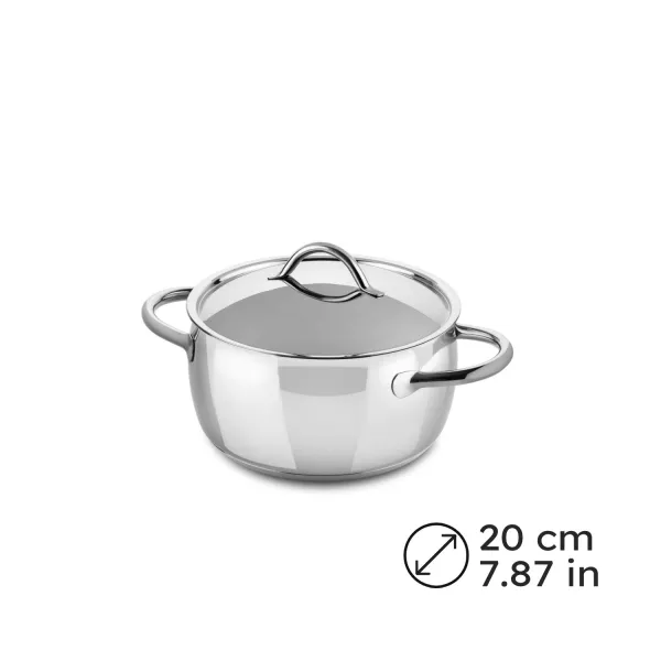 Mepra 1950 Casseruola Fonda 2 Manici  20cm 3lt in Acciaio Inossidabile con Coperchio