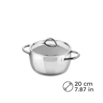 Mepra 1950 Deep Saucepan with 2 Handles, 20cm, 3 litres, Stainless Steel with Lid