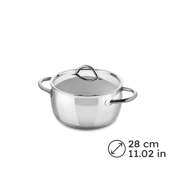 Mepra 1950 Casseruola Fonda 2 Manici  28cm 8.7lt in Acciaio Inossidabile con Coperchio