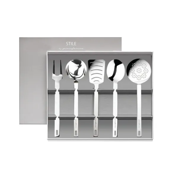 5-Piece Kitchen Set with Hook by Mepra × Pininfarina STILE — Polished Stainless Steel