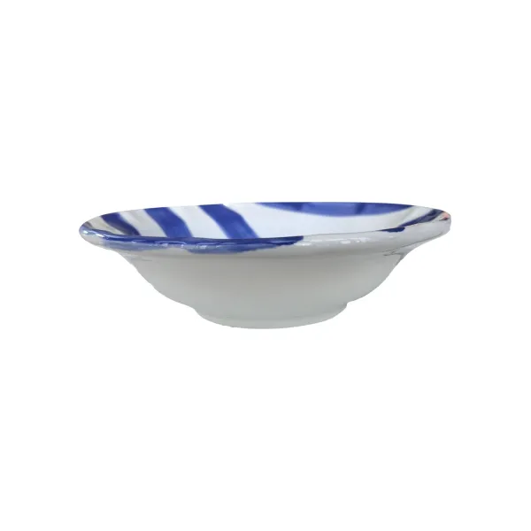 Set of 6 24cm Blue-Striped Ceramic Soup Plates, DolceVita Nastro by Arcucci