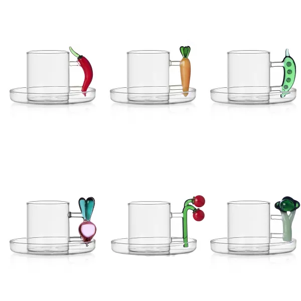 Set 6 Tazzine Caffè Con manico Verdura Vegetables Ichendorf