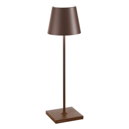 Poldina lampada da tavolo ricaricabile a led color Corten