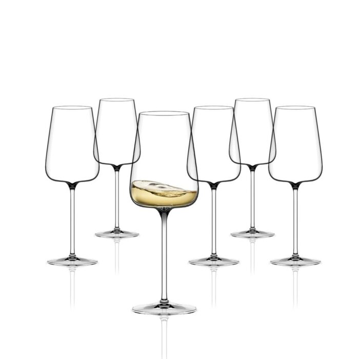 Etoilé Blanc Set 6 Calici Vino Bianco In Vetro Cristallino 570 Cc.