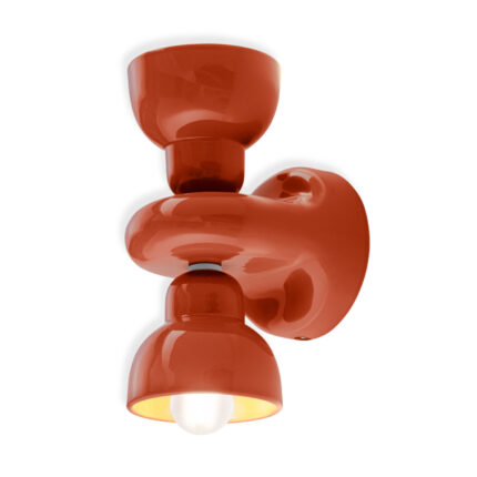 Applique da parete arancio con 2 luci Berimbau di Ferroluce