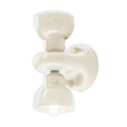 Applique da parete con 2 luci Crema Berimbau di Ferroluce