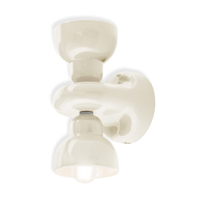 Applique Da Parete Con 2 Luci Crema Berimbau Di Ferroluce
