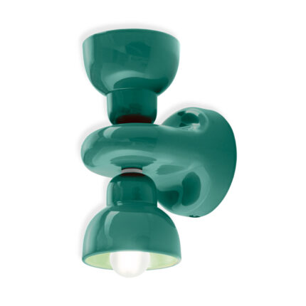 Applique da parete turchese con 2 luci Berimbau di Ferroluce