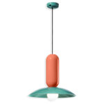 C2630_Turchese_arancio Pau di Ferroluce lampada a sospensione