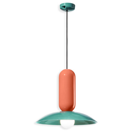 Lampada a sospensione turchese e arancio Pau di Ferroluce