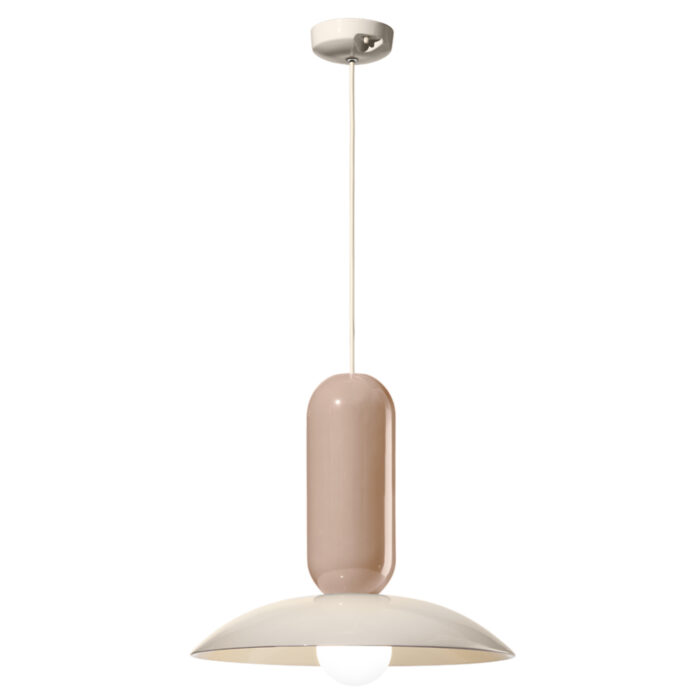 Lampada A Sospensione Crema E Grigio Pau Di Ferroluce