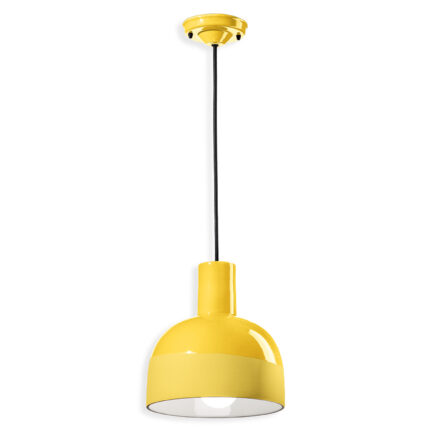 Lampada a sospensione gialla in ceramica Caxixi di Ferroluce