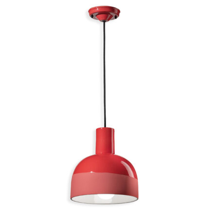 Lampada A Sospensione Rossa In Ceramica Caxixi Di Ferroluce