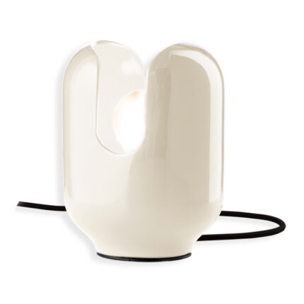 Lampada da tavolo in ceramica crema Batucada di Ferroluce