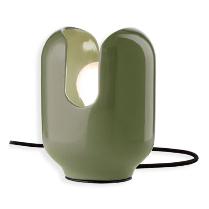 Lampada Da Tavolo In Ceramica Verde Salvia Batucada Di Ferroluce