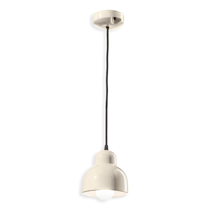 Lampada A Sospensione Grande Color Crema Berimbau Di Ferroluce
