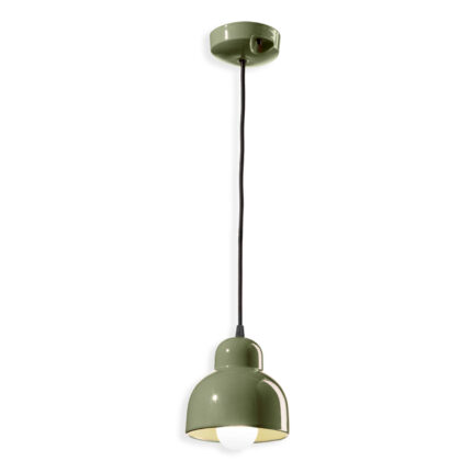 Lampada a sospensione grande color verde salvia Berimbau di Ferroluce