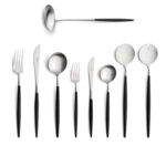 Goa 75-Piece Dinner, Dessert, Tea, and Salad Cutlery Set in Black Steel by Cutipol