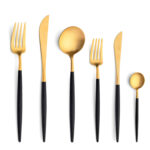 Goa Gold Dinner, Dessert, Fork, Knife, and Spoon Moka Cutlery Set by Cutipol