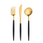 Goa Gold Dinner Fork, Knife, and Spoon Mirror Cutlery Set by Cutipol