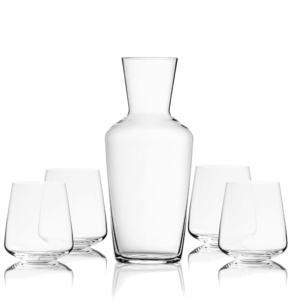 Auriga Carafe And 4 Tumbler Glasses Hand Blown Set 470ml By Kvetna