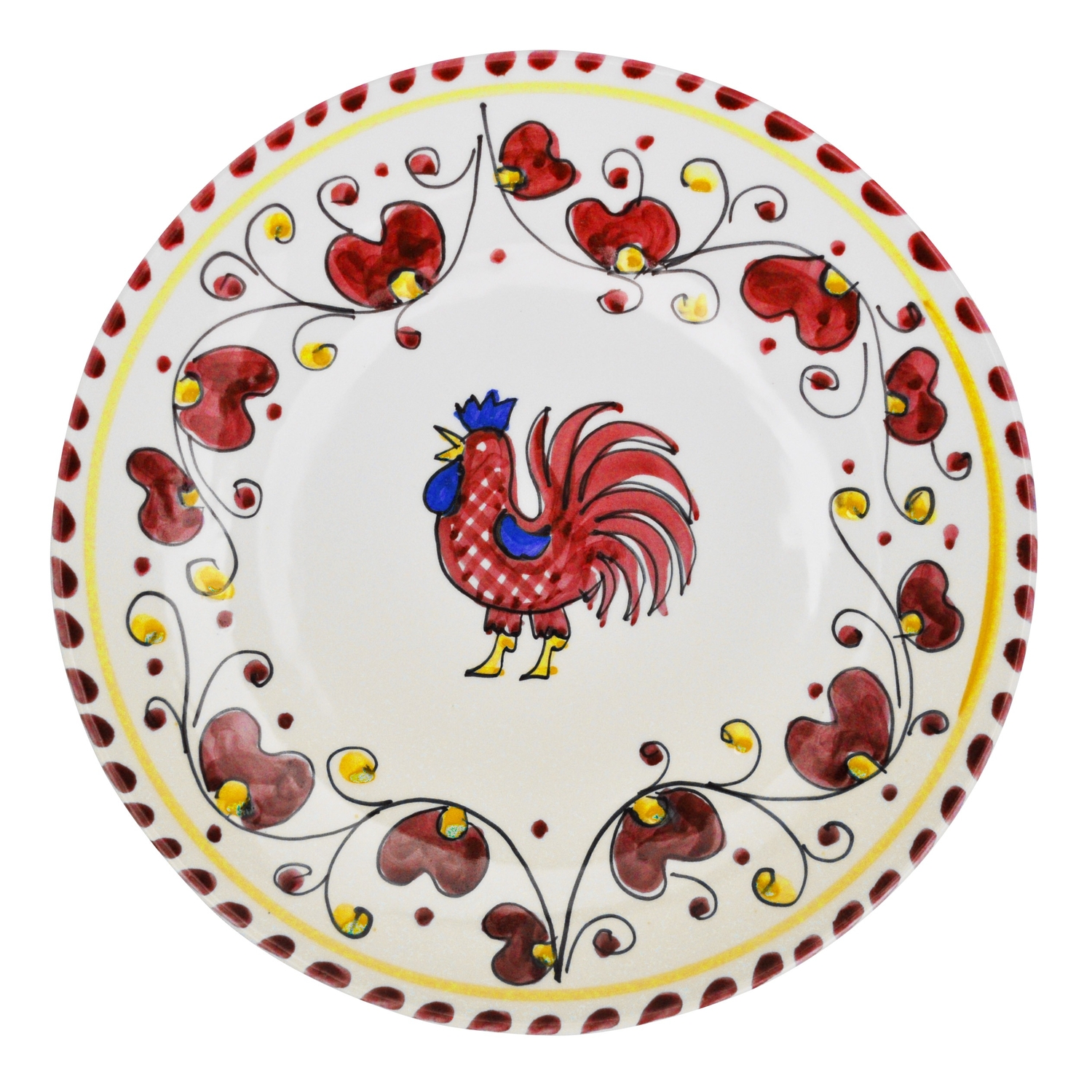 Galletto Piatto Pizza 32CM Rosso Ceramica Di Arcucci Toscana